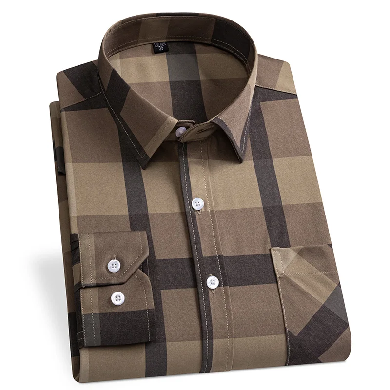 New Plaid Shirts For Men Long Sleeve Non-iron Anti-wrink Fashion Seasons Thin Easy Care Soft Smart Slim Fit Business Dress Shirt - Image 13
