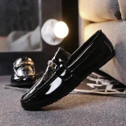 High-end Men Dress Shoes Patent Leather Glossy Men's Loafers Business Leather Shoes Shoes Men Leather Original Zapatos De Hombre