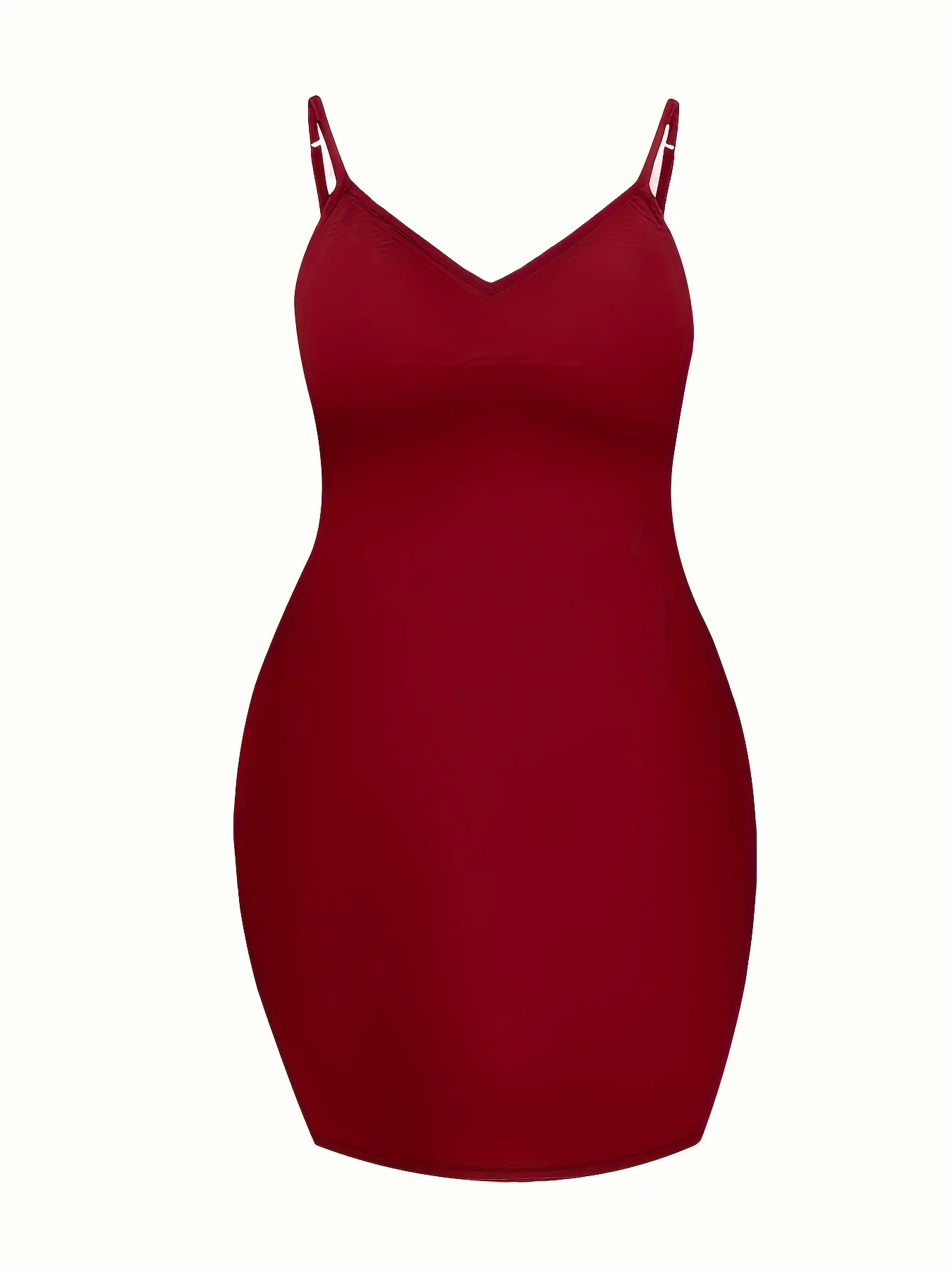 Plus Size Autumn Solid Casual Dress Women's Adjustable Suspender V Neck Slight Stretch Sexy Short Dress - Image 12