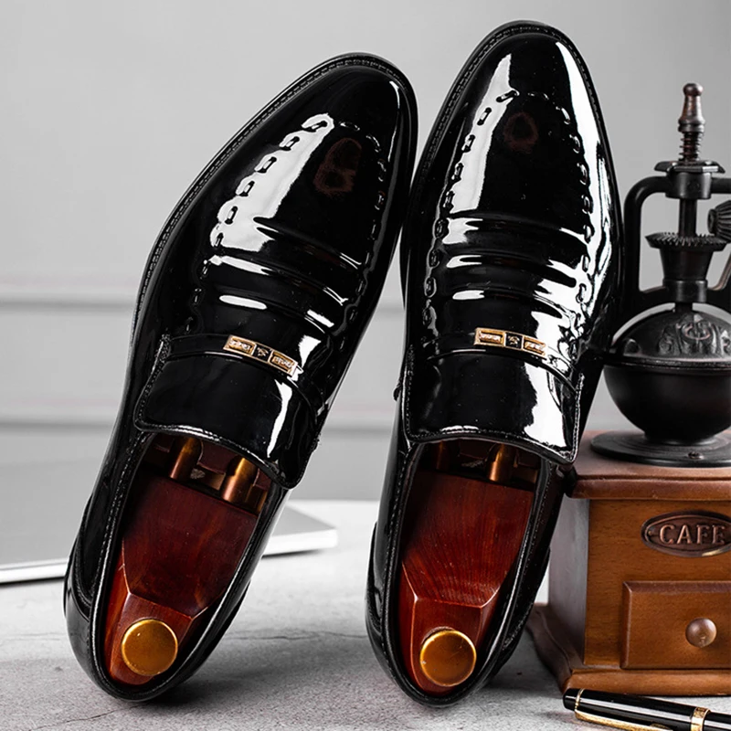 Patent Leather Men Shoes Slip On Oxfords for Male Wedding Party Office Work Shoes Plus Size Classic Business Casual Fashion Shoe - Image 7