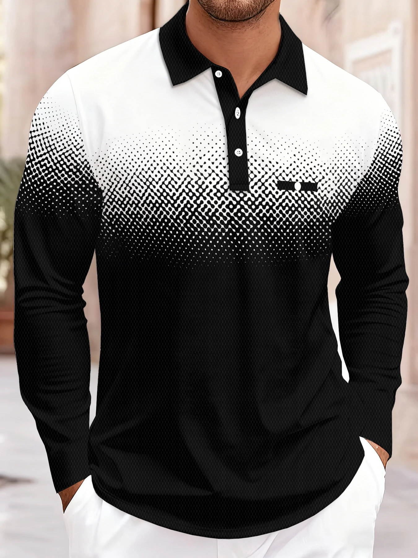 2026 Autumn/Winter New Men's Short-Sleeved Polo Shirt Casual Fashion 3D Black Dot Print Design Outdoor Men's Clothing - Image 2