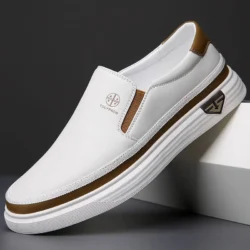 Men's Fashionable Slip-On Loafers Comfortable All-Match Trendy Men's Shoes Leather Foot Cover Stylish Footwear-723