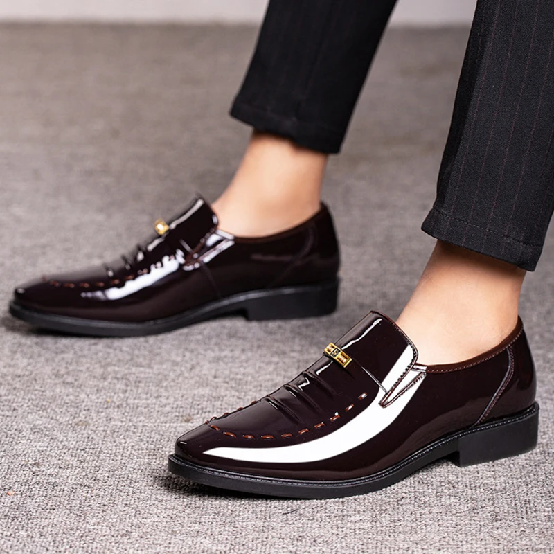 Patent Leather Men Shoes Slip On Oxfords for Male Wedding Party Office Work Shoes Plus Size Classic Business Casual Fashion Shoe - Image 2