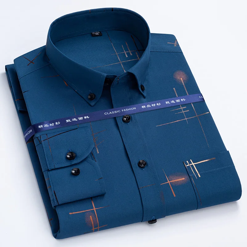 New Plaid Shirts For Men Long Sleeve Non-iron Anti-wrink Fashion Seasons Thin Easy Care Soft Smart Slim Fit Business Dress Shirt - Image 4