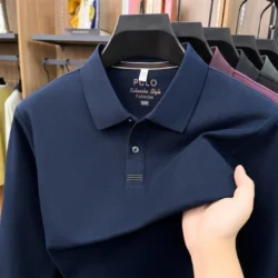 2026 new 100% pure cotton high-end brand men's long sleeve polo shirt autumn fashion luxury embroidery golf top business T-shirt