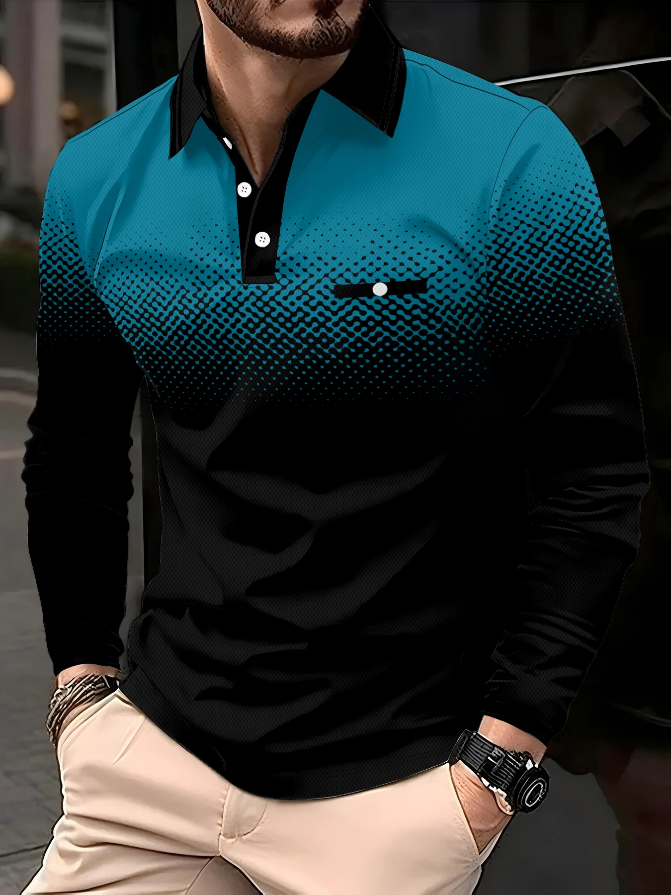 2026 Autumn/Winter New Men's Short-Sleeved Polo Shirt Casual Fashion 3D Black Dot Print Design Outdoor Men's Clothing - Image 6