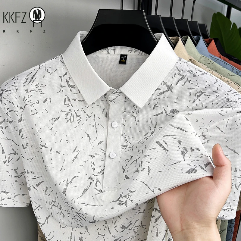 Men Classic Polo Shirt With Printed Pattern Short Sleeve Tops For Everyday Use And Semi Formal Occasions - Image 5
