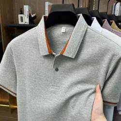100% pure cotton men's polo shirts summer high-end comfort breathable short sleeve golf business stylish everyday essential top