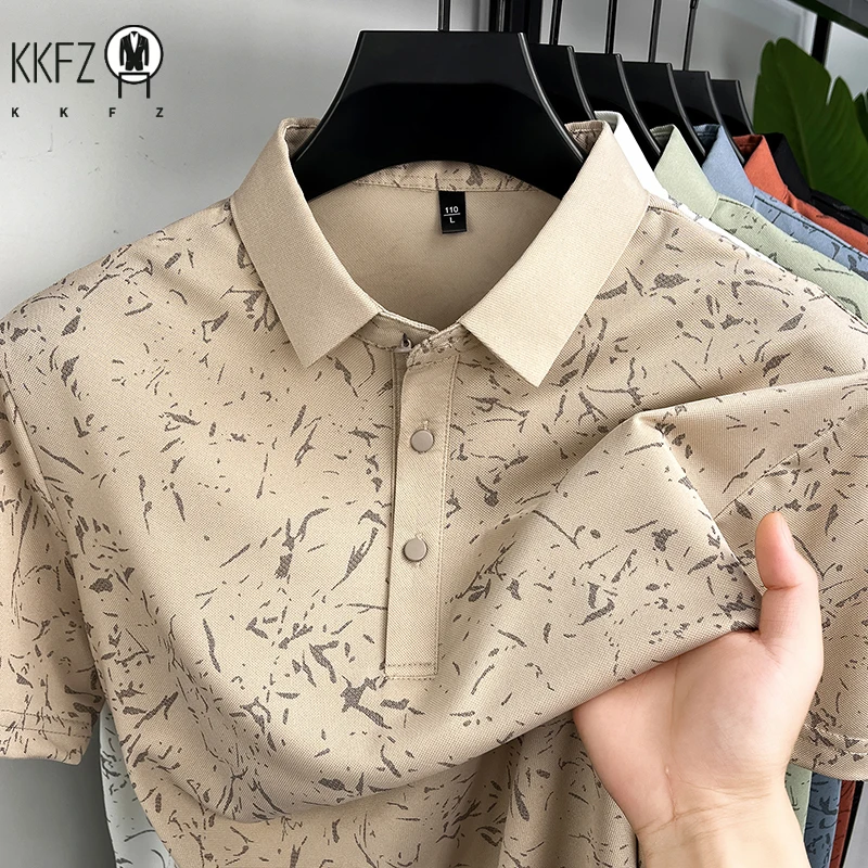 Men Classic Polo Shirt With Printed Pattern Short Sleeve Tops For Everyday Use And Semi Formal Occasions - Image 2