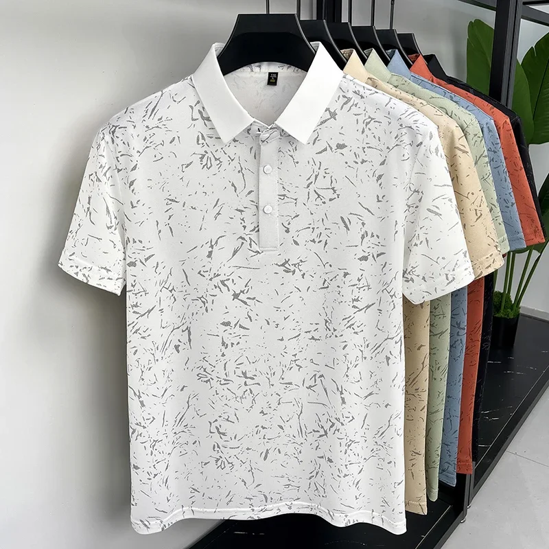 Mens Abstract Print Polo Shirts Short Sleeve Casual Business Golf Shirt Breathable Quick Dry Lightweight Summer Tops for Men - Image 11