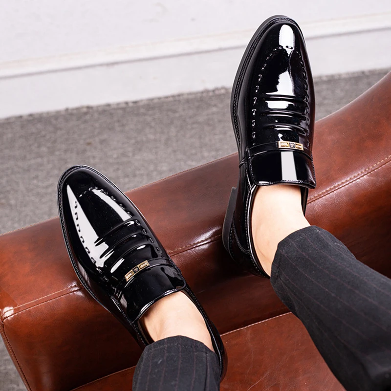 Patent Leather Men Shoes Slip On Oxfords for Male Wedding Party Office Work Shoes Plus Size Classic Business Casual Fashion Shoe - Image 3