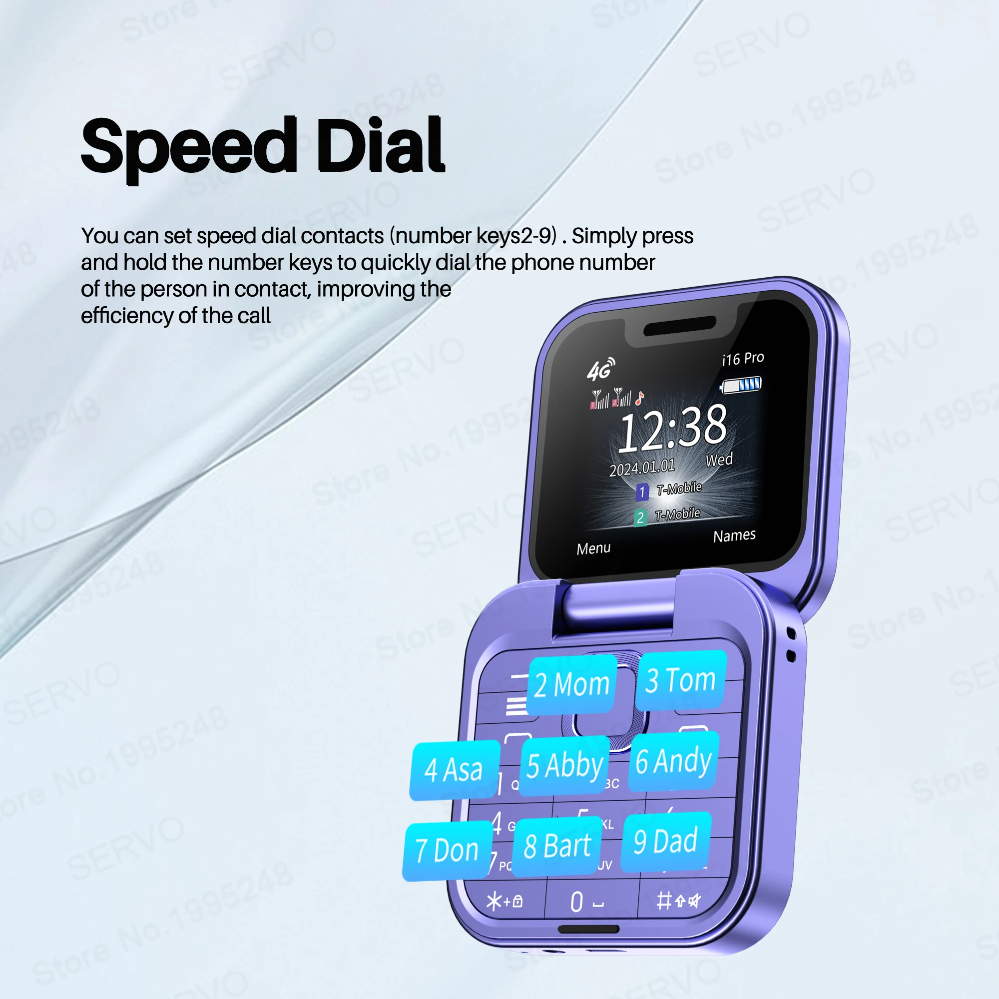 SERVO I16 Pro 4G LTE Mini Flip Mobile Phone Dual SIM Standby Call Recording Speed Dial FM Radio Blacklist Small Fold Cellphones - Image 5