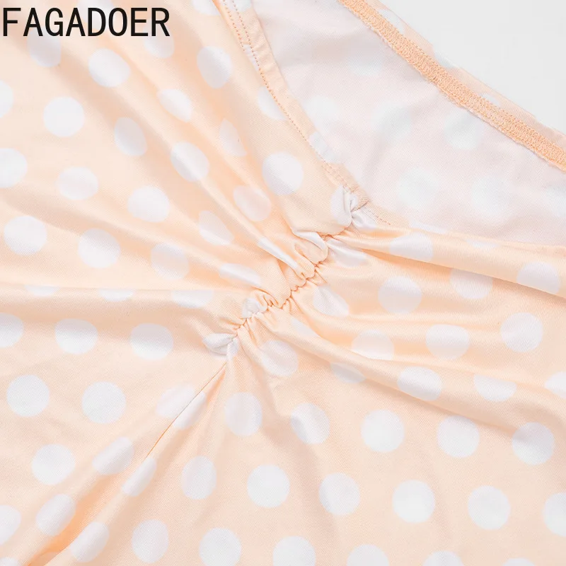 FAGADOER Fashion Polka Dot Print Two Piece Sets Women Sleeveless Backless Tube And Skinny - Image 6