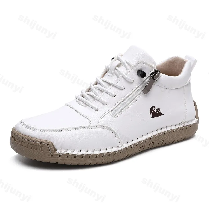 Women Sports Shoes 2026 New Outdoor Hiking Flat Bottomed Comfortable Casual Driving Shoes Soft Sole Zipper Fashion Leather Shoes - Image 5