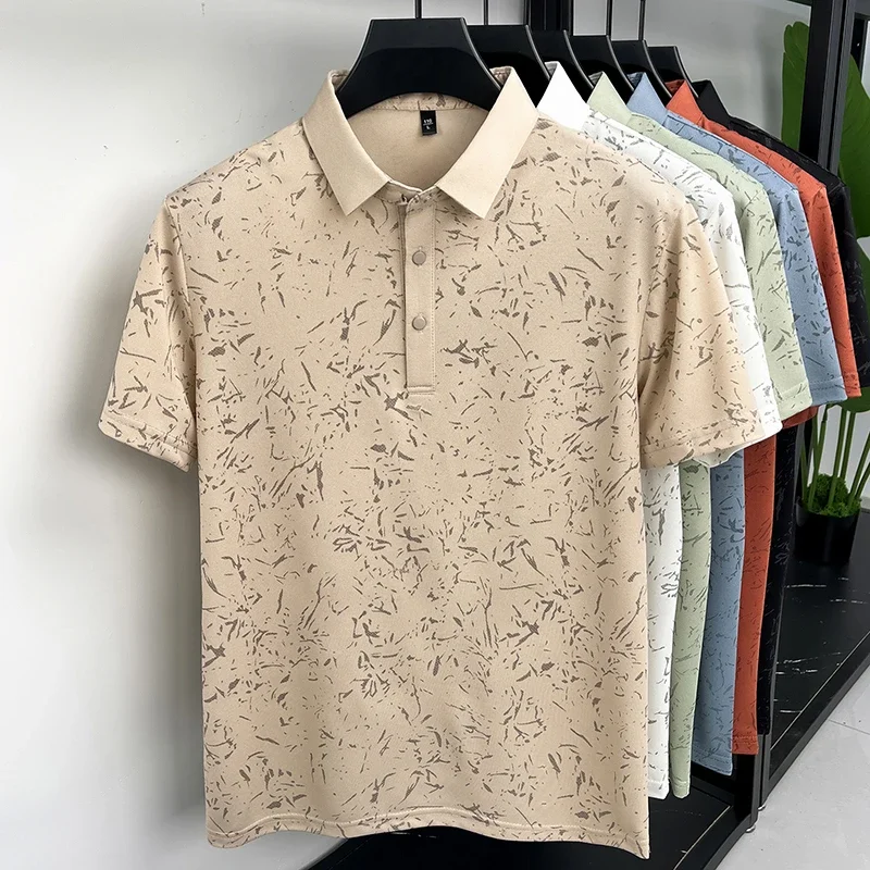 Men Classic Polo Shirt With Printed Pattern Short Sleeve Tops For Everyday Use And Semi Formal Occasions - Image 9