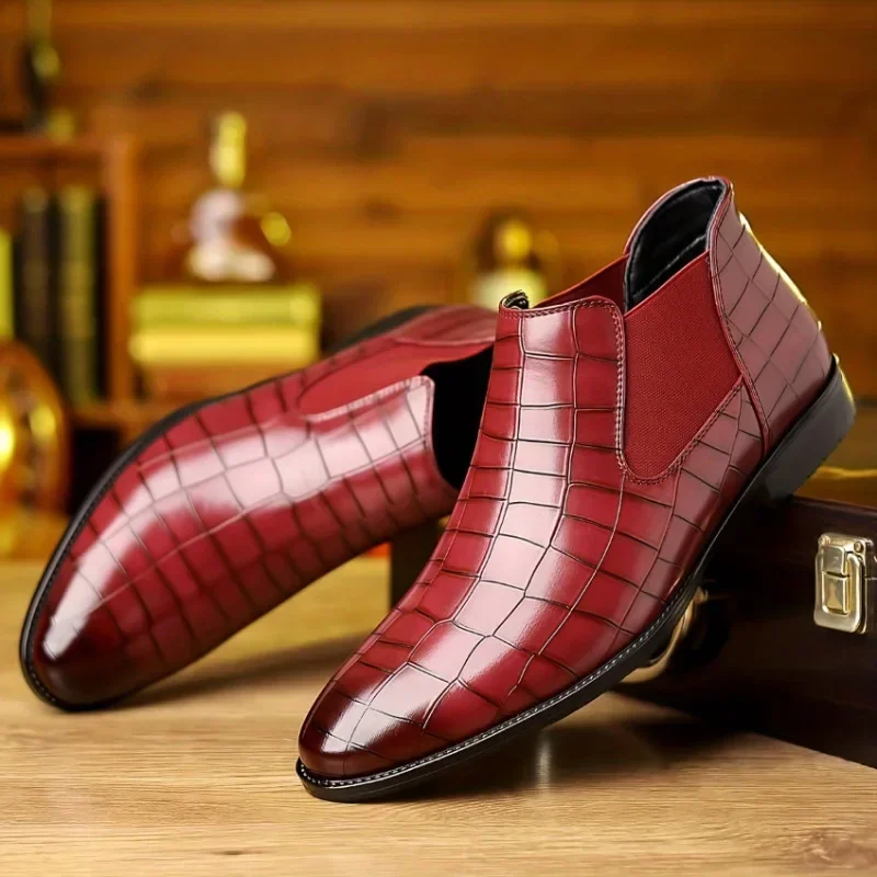 Men's Chelsea Boots Luxury Pointed-toe Ankle Boots Men Trendy High Quality Leather Shoes Business Dress Boots Big Size Men Shoes - Image 4