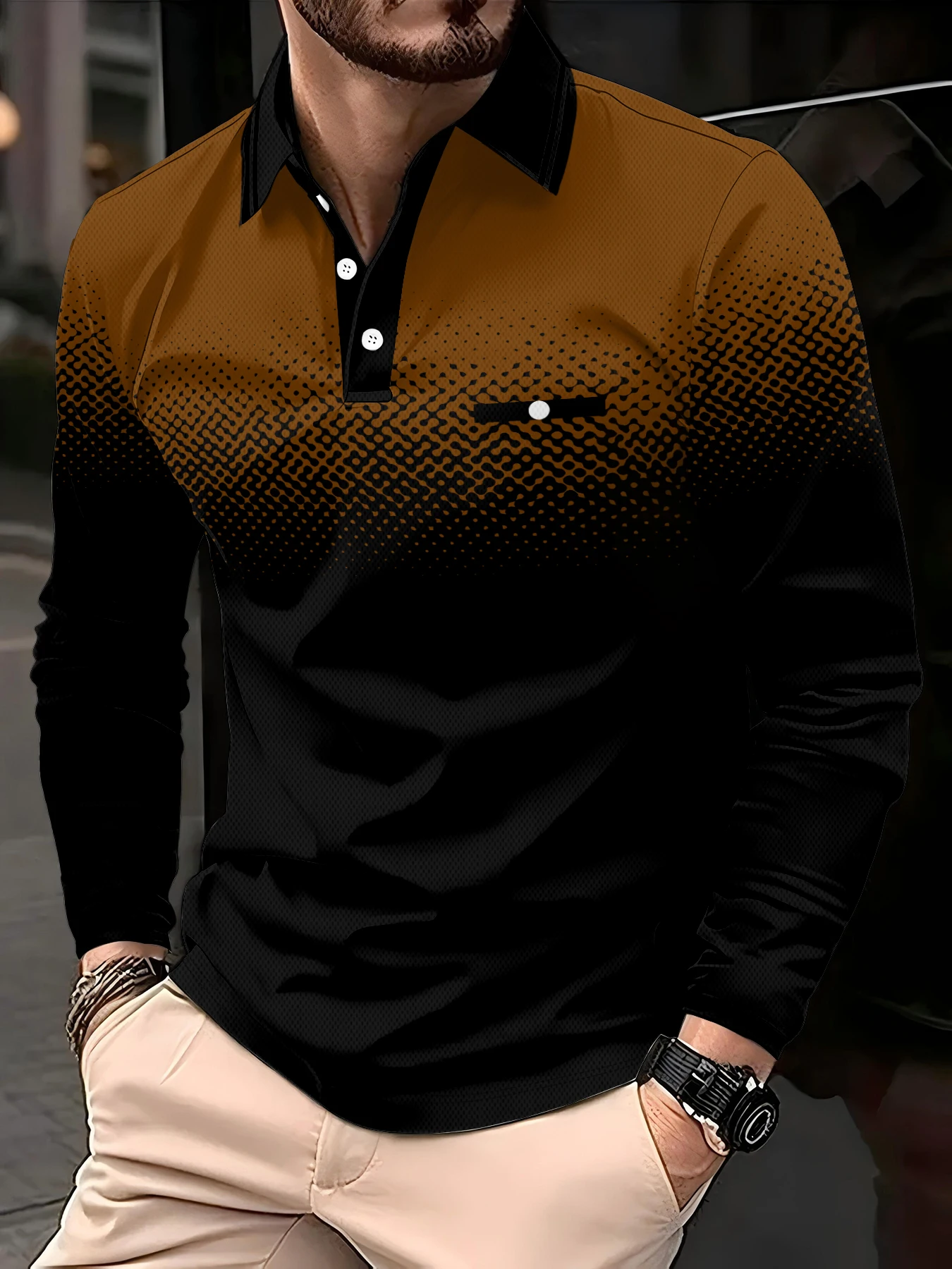 2026 Autumn/Winter New Men's Short-Sleeved Polo Shirt Casual Fashion 3D Black Dot Print Design Outdoor Men's Clothing - Image 5