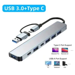USB 3.0 Type C Extender Adapter USB 2.0 Port TF SD Card Reader Audio Output Multi-Hub