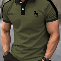 The new men's short-sleeved POLO shirt for summer 2025 is casual fashionable soft and breathable with 3D pattern printing