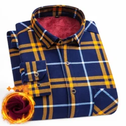 Men's Long-Sleeved Shirt Thickened Warm 7XL8XL Plus Size Autumn/Winter Casual No-Ironing Comfortable Double-Sided Fleece Top