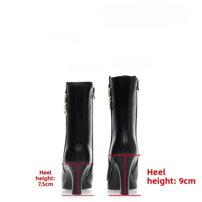 2026 Women Boots Waterproof Anti-Slip Women's Shoes High-heeled Fleece Lined Warm Fashion Boots Cold Resistant Breathable Winter - Image 5