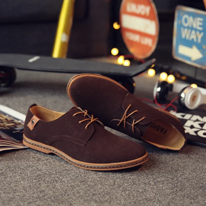 2024 Spring Suede Leather Men Shoes Oxford Casual Shoes Classic Sneakers Comfortable Footwear Dress Shoes Large Size Flats - Image 6