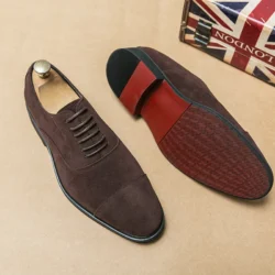Men's Dress Shoes Suede Leather Casual Shoes Handmade Lace Up Office Oxfords Wedding Formal Flats Pointed Toe Business Men Shoes