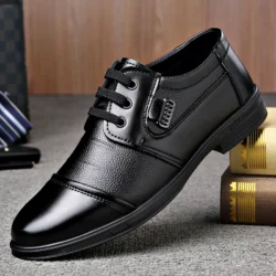 High Quality Leather Mens Dress Shoes Lace-Up Formal Men's Casual Shoes Luxury Brand Business Shoes Non-slip Work Oxfords Shoes