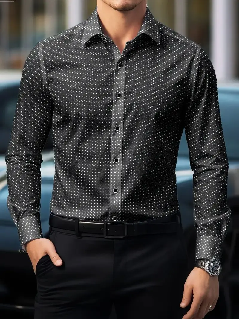 Recommended Selection of Men's Shirts, Long Sleeved Button Up Shirts, Business Shirts, Daily Wear, Trendy Tops - Image 3