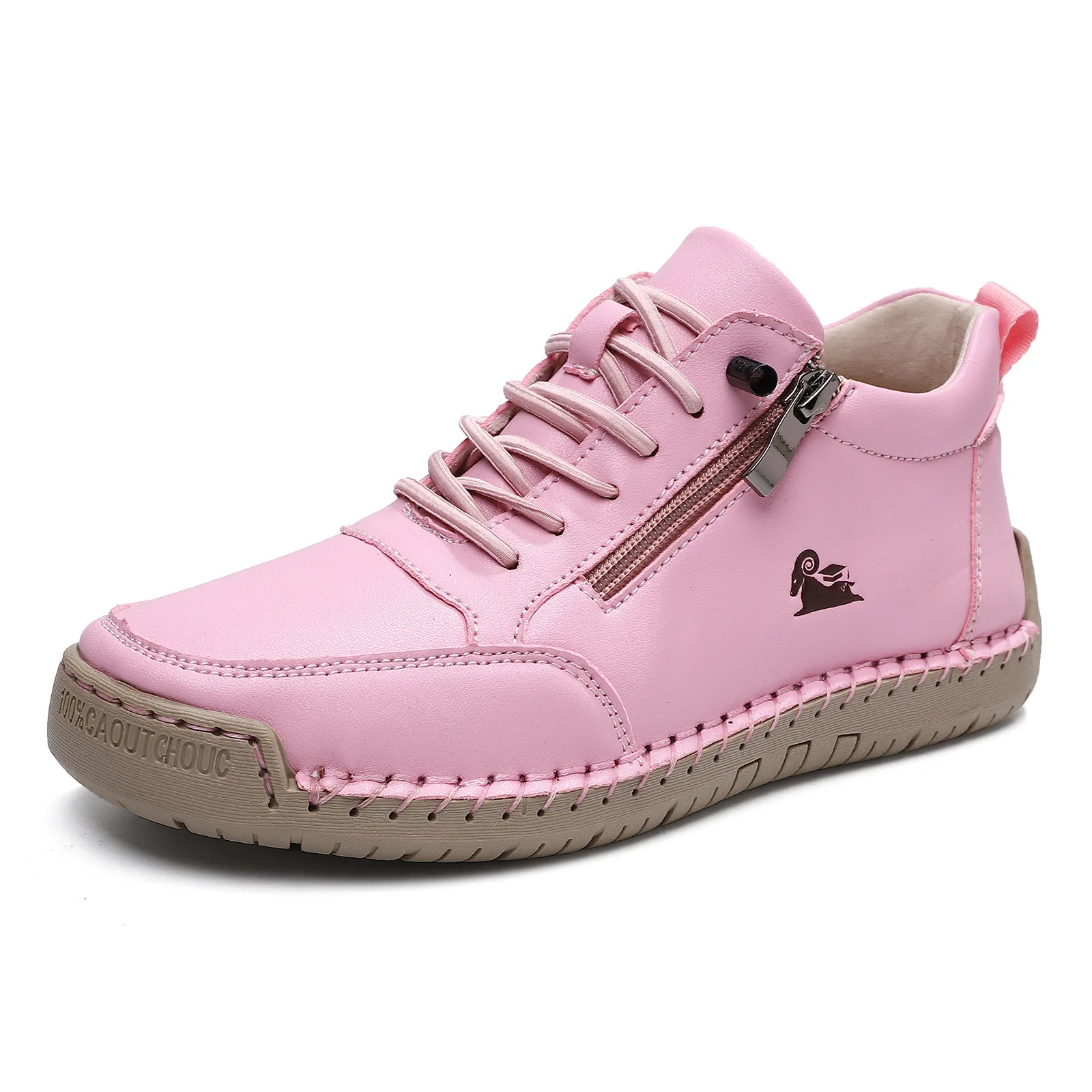 Women Sports Shoes 2026 New Outdoor Hiking Flat Bottomed Comfortable Casual Driving Shoes Soft Sole Zipper Fashion Leather Shoes - Image 9