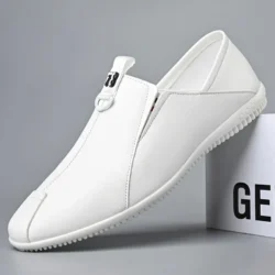 New Shoes for Men Leather Casual Shoes Spring Flat Slip-on Loafers Youth Cool Lightweight Driving Shoes