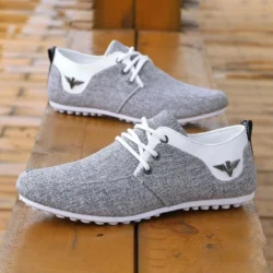 Men's Canvas Shoes Lace-up Lightweight Casual Walking Footwear for Man High Quality Comfortable Breathable Sneakers