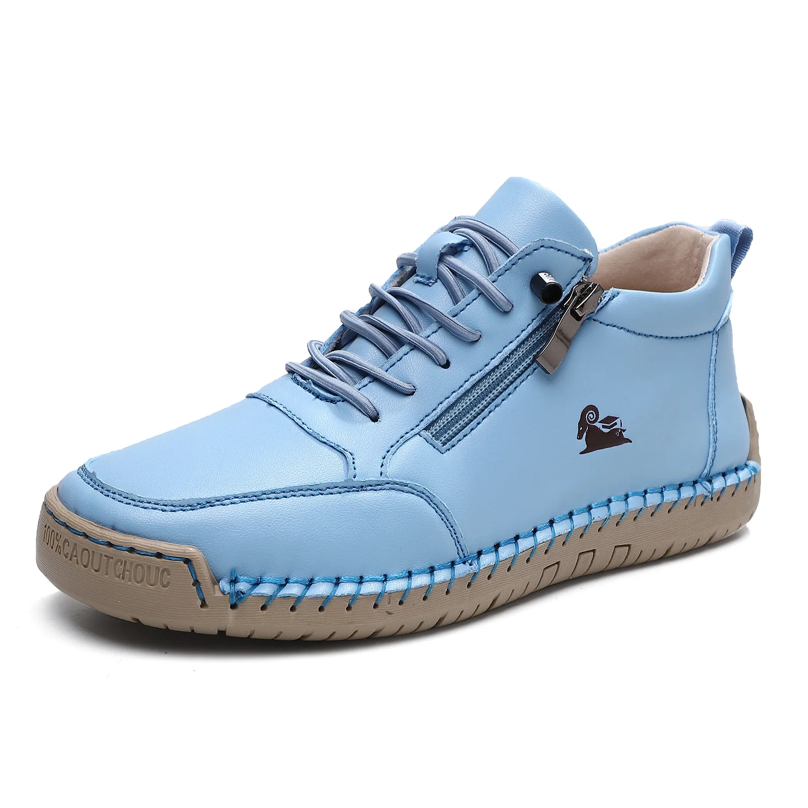 Women Sports Shoes 2026 New Outdoor Hiking Flat Bottomed Comfortable Casual Driving Shoes Soft Sole Zipper Fashion Leather Shoes - Image 11