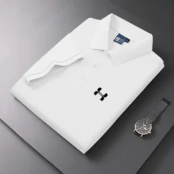 Men's Short Sleeve Color Polo Shirt Breathable Comfortable Elastic Top New Arrivals Casual Business Style Polo Shirt