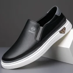 Men's Soft Sole Casual Loafers Pvc Anti-Slip |   Cushioned Sole, Low-Top Round Toe | Simple and Versatile, All-Terrain Casual Loafers for Outdoor Travel and Daily Use.