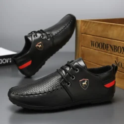 Men's Solid Color Business Casual Loafers Comfortable Anti-Slip Classic Formal Shoes