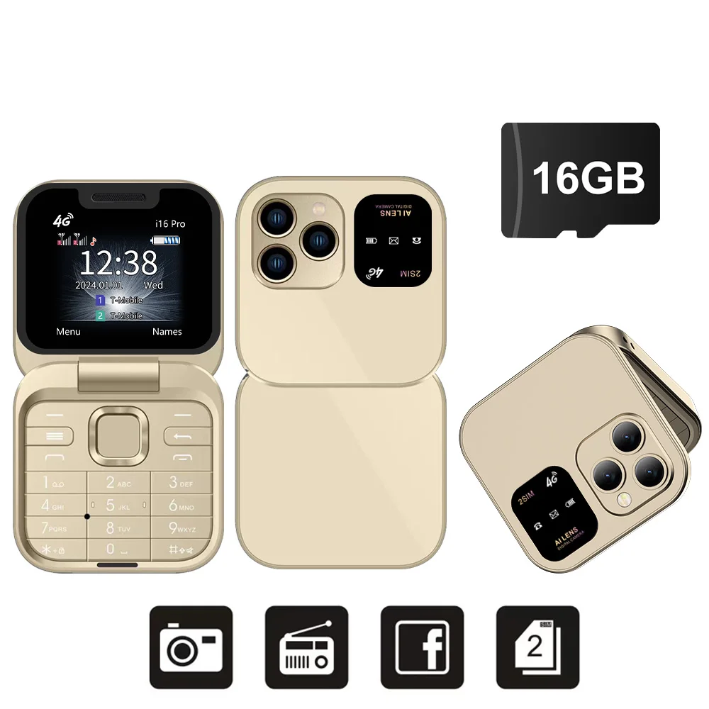 SERVO I16 Pro 4G LTE Mini Flip Mobile Phone Dual SIM Standby Call Recording Speed Dial FM Radio Blacklist Small Fold Cellphones - Image 10
