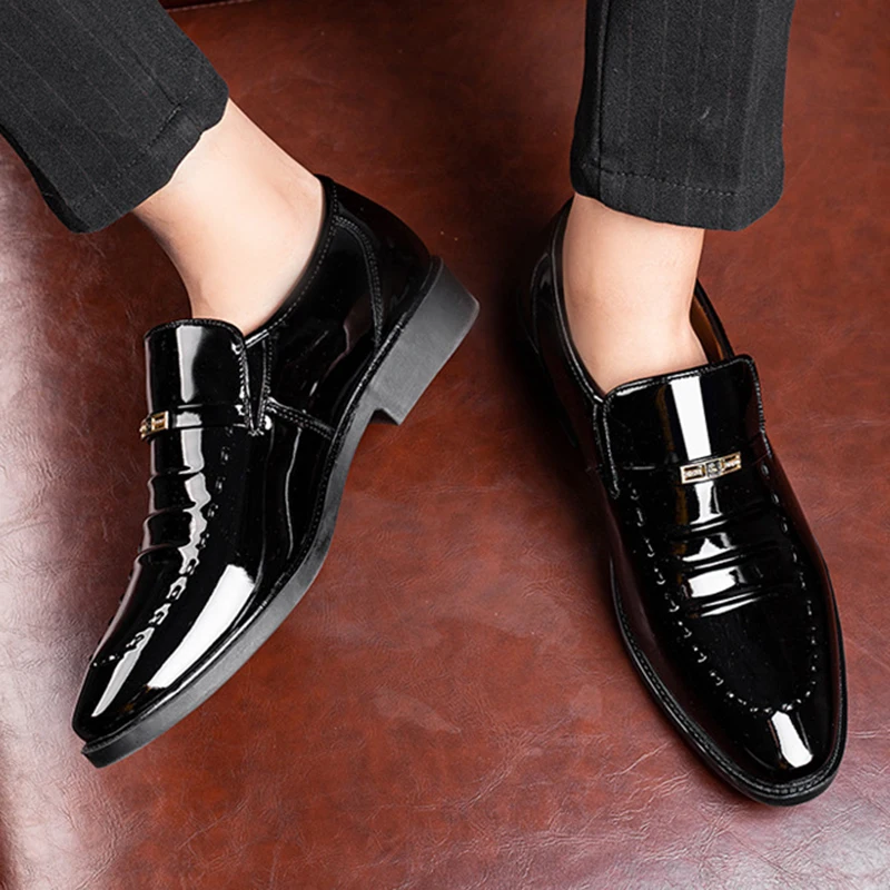 Patent Leather Men Shoes Slip On Oxfords for Male Wedding Party Office Work Shoes Plus Size Classic Business Casual Fashion Shoe - Image 5