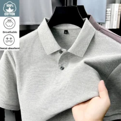 Men's 100% Cotton Polo Shirt - Summer Casual Breathable Tee,19 Colors,Ideal for Golf and Sports,Business Casual,Silk-Like Finish