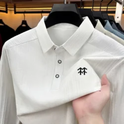 Designer Men's Fashion Print Polo Shirt Autumn New Solid Color Long Sleeve Comfort Lapel T-shirt Casual Versatile Men's Clothing