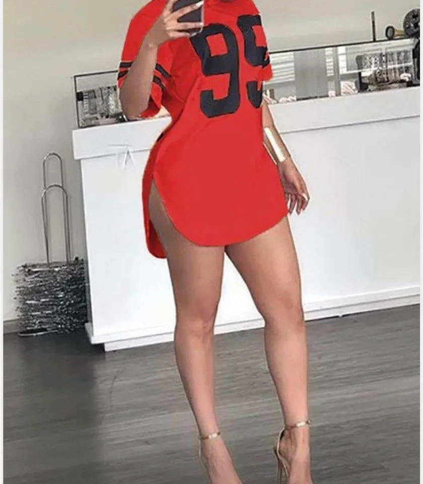 95 Pattern Print T-Shirt O-Neck Split Short Sleeve Sports Football Jersey Y2K Loose Oversized Street Retro Casual Tops - Image 8