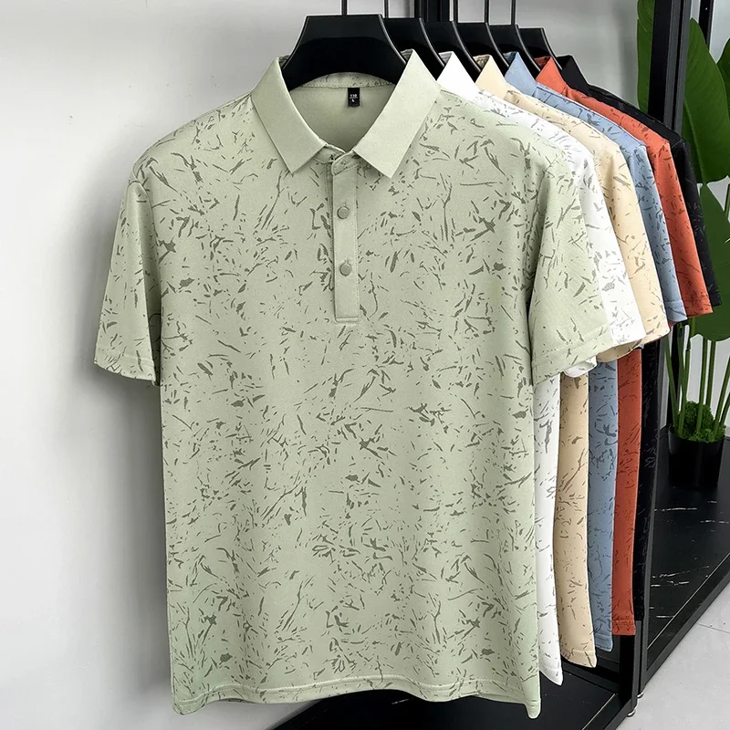 Mens Abstract Print Polo Shirts Short Sleeve Casual Business Golf Shirt Breathable Quick Dry Lightweight Summer Tops for Men - Image 8