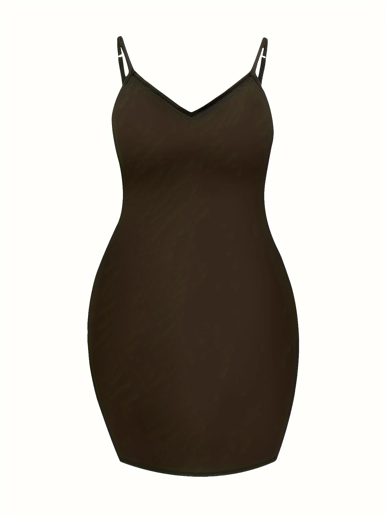 Plus Size Autumn Solid Casual Dress Women's Adjustable Suspender V Neck Slight Stretch Sexy Short Dress - Image 8