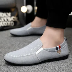 Men's Loafers 2026 Men Casual Shoes Breathable Canvas Sneakers for Youth Slip on Walking Tennis Shoes Driving Shoes Plus Size 48