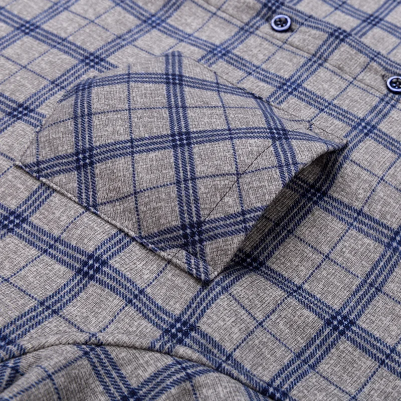 Autumn Winter Thicken Fleece Shirts For Men Business Plaid Shirt Long Sleeve Warm Clothes Male Single Pocket Classic Check Shirt - Image 3