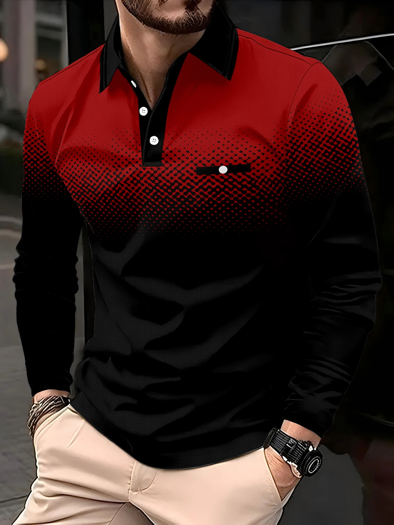 2026 Autumn/Winter New Men's Short-Sleeved Polo Shirt Casual Fashion 3D Black Dot Print Design Outdoor Men's Clothing - Image 4