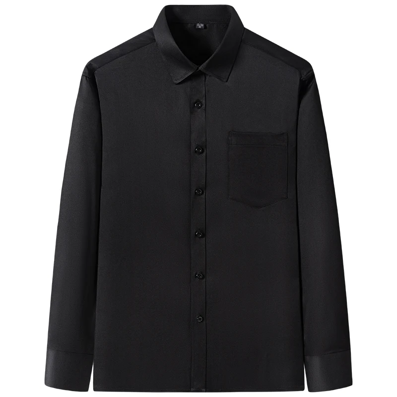 2023 Solid Color Foursided Stretch Long-sleeved Shirt Spring And Autumn Square Collar Business Casual Versatile New Men Clothing - Image 5