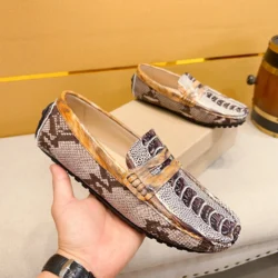 Italy Designer Luxury Men's Fashion Flat Shoes Loafers Leisure Genuine Leather Casual Dress Shoes Driving Shoes