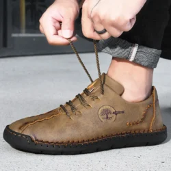 Men's Handmade Leather Casual Shoes Comfortable Soft Sneakers Man Loafers Walking Shoes Zapatos De Hombre Designer Luxury Shoes