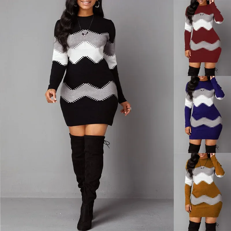 2024 Autumn Women Dress Hip Vintage Strip Befree Large Size Big Sexy Boho Casual Party Elegant Dresses for Women S-5XL - Image 4